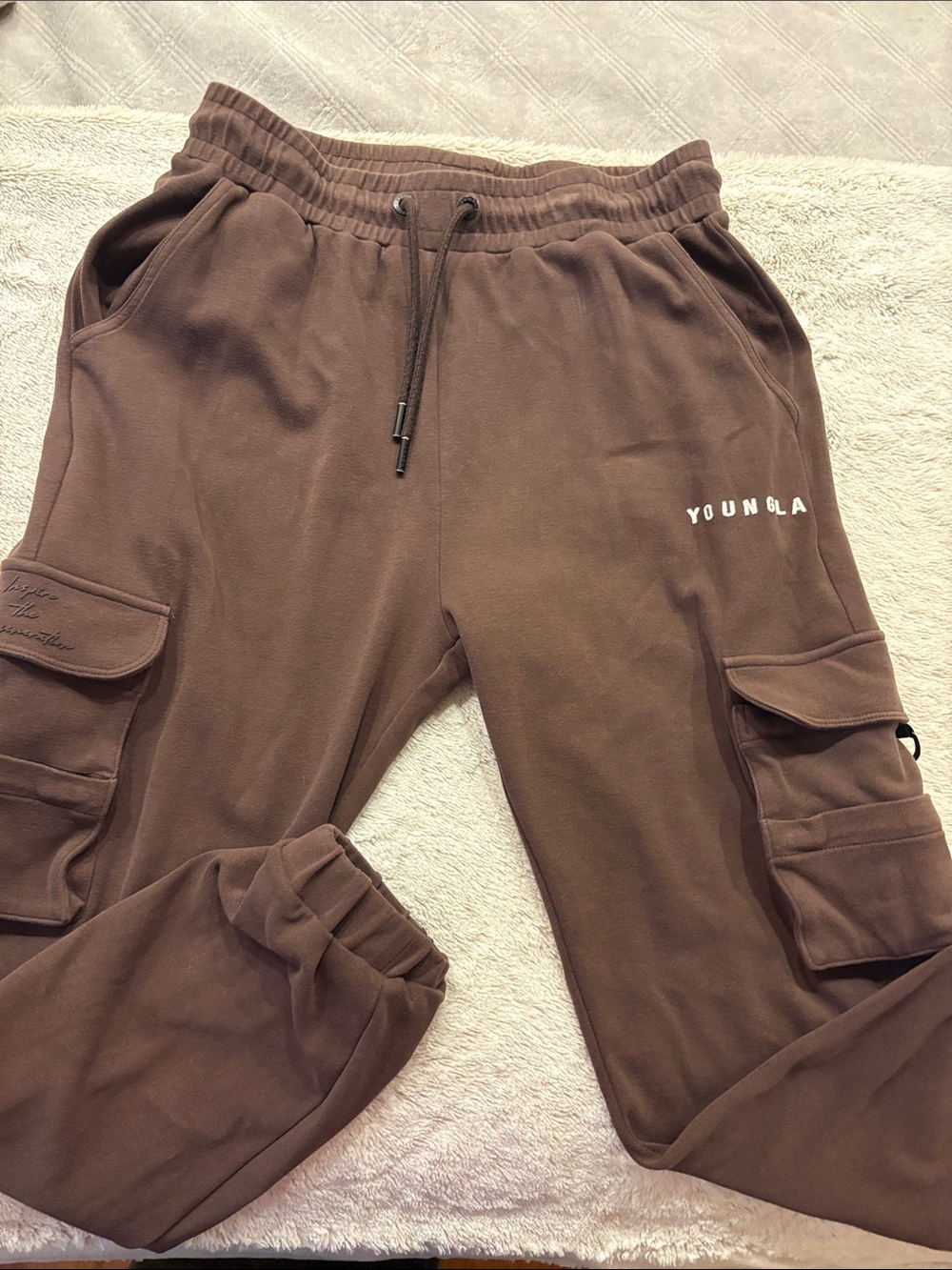 YoungLA Brown Cargo Jogger Sweatpants